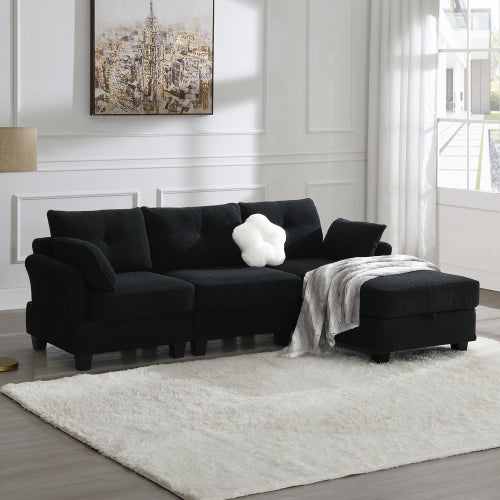 Eunon Convertible Sectional Sofa Couch, Convertible L Shaped Couch with Storage Ottoman、pillows and Charging Ports for Living Room, Apartment