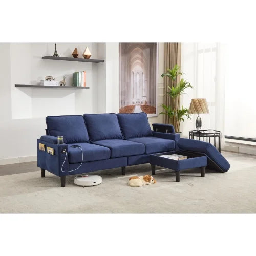 Sectional Sofa,Eunon U Shaped Couch with storage ottoman 、Reversible Chaise, 4-Seat Convertible Sofa for Living Room